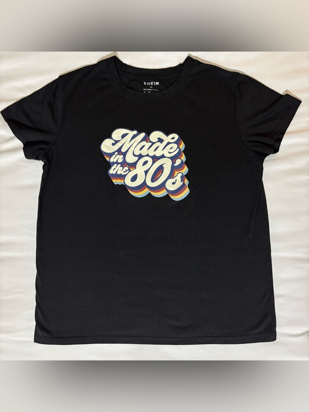 SHEIN Black Short Sleeve Tee with Retro 'Made in the 80's' Graphic